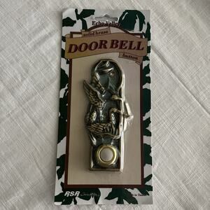 Vintage Echo Valley SOLID BRASS Welcome Swans Geese Ducks push button doorbell